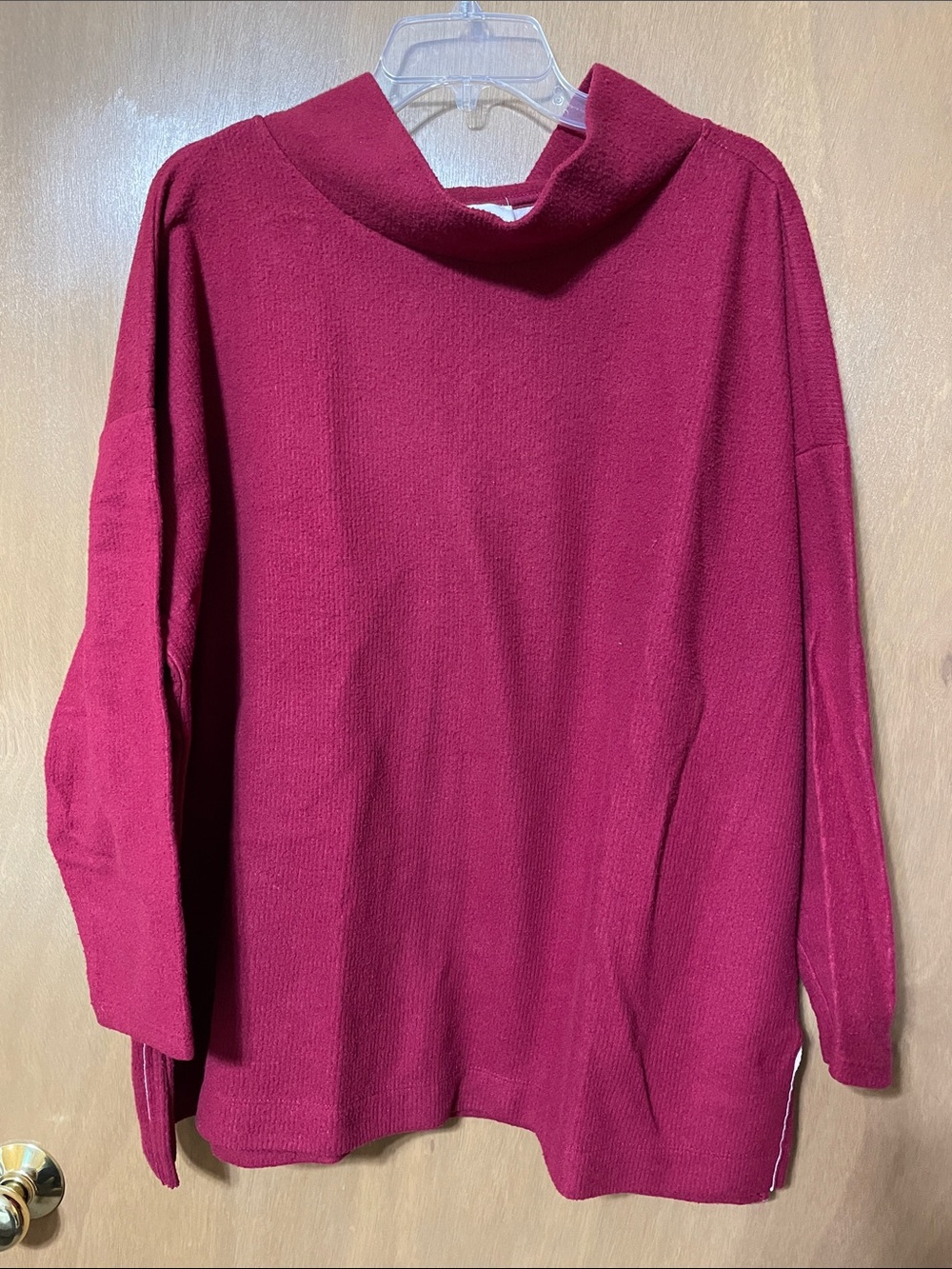 Anthropologie Raspberry Cowl-Neck Sweater